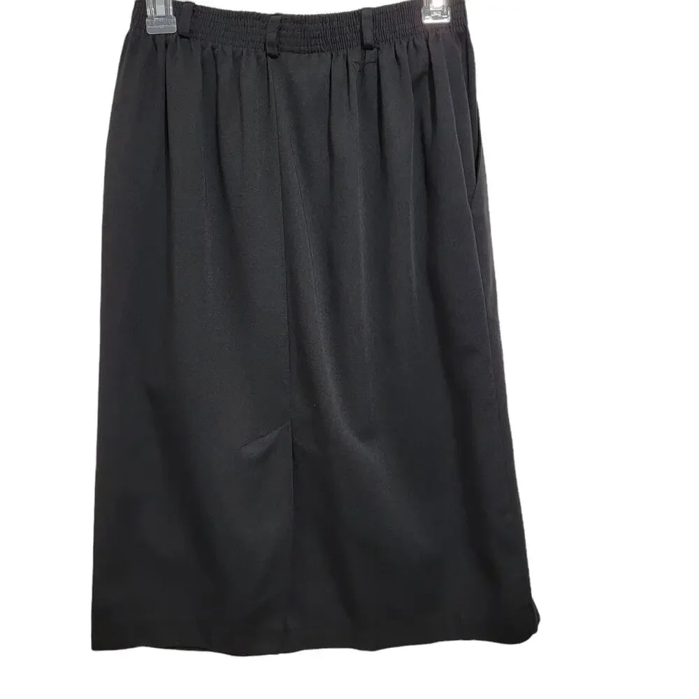 Metro New York Womens VTG Black Elastic Waist Aline Skirt Size 10